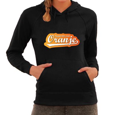 Zwarte hoodie Holland / Nederland supporter van oranje EK/ WK voor dames Zwarte hoodie Holland / Nederland supporter van oranje EK/ WK voor dames
