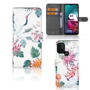 Motorola Moto G10 | G20 | G30 Telefoonhoesje met Pasjes Bird Flowers