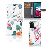 Motorola Moto G10 | G20 | G30 Telefoonhoesje met Pasjes Bird Flowers - thumbnail