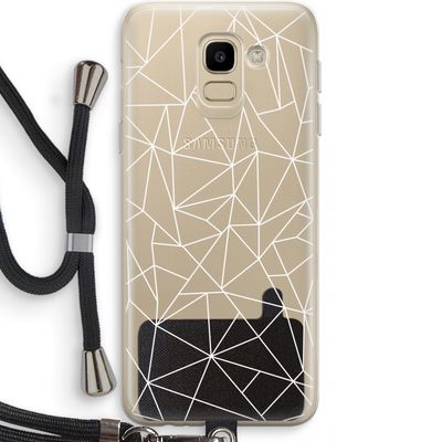 Geometrische lijnen wit: Samsung Galaxy J6 (2018) Transparant Hoesje met koord
