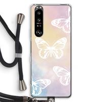 White butterfly: Sony Xperia 1 III Transparant Hoesje met koord White butterfly: Sony Xperia 1 III Transparant Hoesje met koord