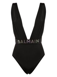 Balmain maillot de bain à détails de strass - Noir