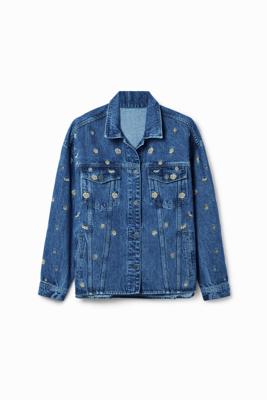 Spijkerjack met madeliefjes - BLUE - M