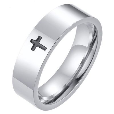Stalen mannen ring LGT Jewels Zwart Kruis-20mm