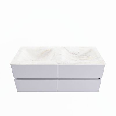 MONDIAZ VICA-DLUX 120cm badmeubel onderkast Cale 4 lades. Inbouw wastafel CLOUD dubbel 2 kraangaten, kleur Ostra.