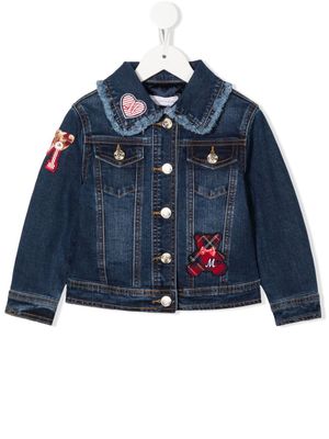 Monnalisa veste en jean à détail de patch - Bleu