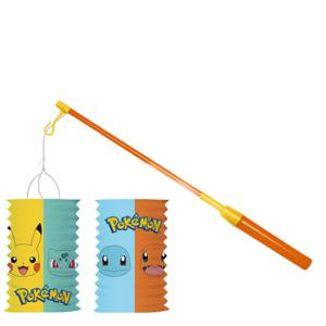 Pokemon lampion - multi kleuren - H28 cm - papier - met lampionstokje - 40 cm