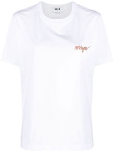 MSGM t-shirt à logo brodé - Blanc