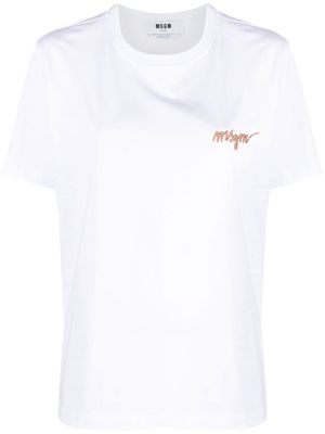 MSGM t-shirt à logo brodé - Blanc