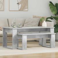 Koffietafel Set 2 pcs Beton Grijs Bewerkt hout