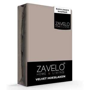 Zavelo Flanel Velvet Hoeslaken Taupe-Lits-jumeaux (180x200 cm)