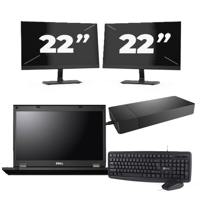 Fujitsu Lifebook E5510 - Intel Core i3-10e Generatie - 15 inch - 16GB RAM - 256GB SSD - Windows 11 Home + 2x 22 inch Monitor