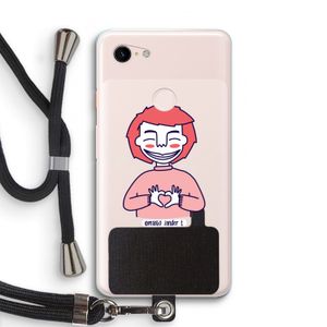 Hartje: Pixel 3 XL Transparant Hoesje met koord