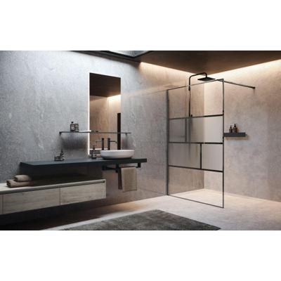 Novellini H art Inloopdouche - 80x200cm - Ribbelglas flute - Black chrome shiny (gunmetal) harthc80-94l