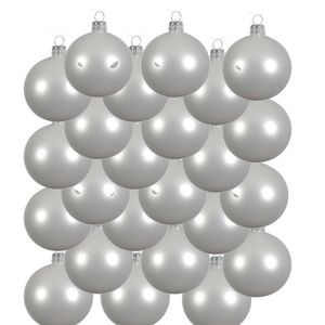 24x Winter witte glazen kerstballen 8 cm mat