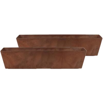 Plantenbak - 2x - gerecycled kunststof - bruin - 74 x 17 cm - Binnen en buiten gebruik