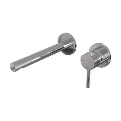 Brauer Chrome Carving Wastafelmengkraan inbouw - rechte uitloop links - hendel lang smal carving- model A 1 - chroom 5-CE-004-S6-65