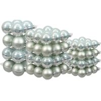 88x stuks glazen kerstballen mintgroen (oyster grey) 4, 6 en 8 cm mat/glans