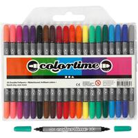 Colortime Dubbelzijdige stiften - basiskleuren, 20st.