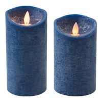 Set van 2x stuks Donkerblauwe Led kaarsen met bewegende vlam   - - thumbnail