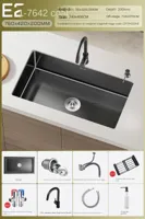 Luxe Waterval Keukenspoelbak - Zwart RVS | Enkelbak | Onderbouw | Inclusief Kraan & Zeepdispenser Luxe Waterval Keukenspoelbak - Zwart RVS | Enkelbak | Onderbouw | Inclusief Kraan & Zeepdispenser