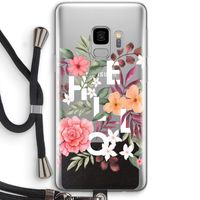 Hello in flowers: Samsung Galaxy S9 Transparant Hoesje met koord