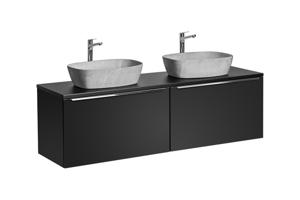 Comad Santa Fe Black badkamermeubel 160cm zwart mat met 2 mat grijze waskommen