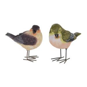 Tuinbeeldjes decoratie vogeltjes - 2x stuks - metaal - 10 cm - binnen/buiten