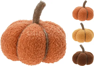 Decoratie Pompoen Teddy 17cm Assorti 1st