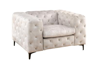 Fauteuil MODERN BAROCK 120cm chesterfield look spring core velvet champagne beige - 45985