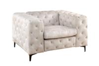 Fauteuil MODERN BAROCK 120cm chesterfield look spring core velvet champagne beige - 45985