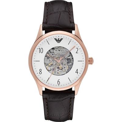 Emporio Armani Heren AR1920 bruin lederen handopwindbaar modehorloge