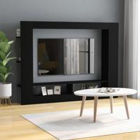 Tv-meubel 152x22x113 cm spaanplaat zwart - thumbnail