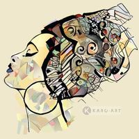Karo-art Schilderij - Afrikaanse vrouw , Multikleur , 3 maten , Premium print