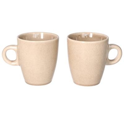Siaki Koffiemok / theemok Faye - set 2x - beige - 220 ml - mokken - keramiek