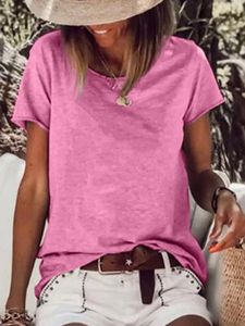 Plain Short Sleeve Crew Neck Casual Top