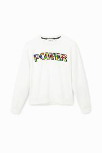 Sweatshirt met patch "Power" - WHITE - XXL