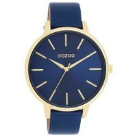 OOZOO C11292 Horloge Timepieces staal-leder goudkleurig-blauw 42 mm