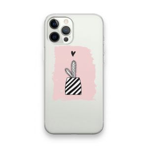 Zwart-wit cactus: iPhone 12 Pro Max Transparant Hoesje