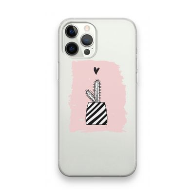 Zwart-wit cactus: iPhone 12 Pro Max Transparant Hoesje