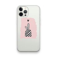 Zwart-wit cactus: iPhone 12 Pro Max Transparant Hoesje
