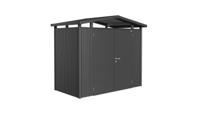 Biohort Panorama Gr. P1 metalen tuinhuis met dubbele deur 273x158 cm donkergrijs metallic- Zadeldak- Staal- Biohort