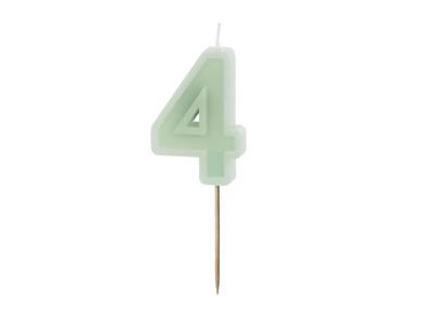 Verjaardagskaars Cijfer 4 Lichtgroen (6cm)