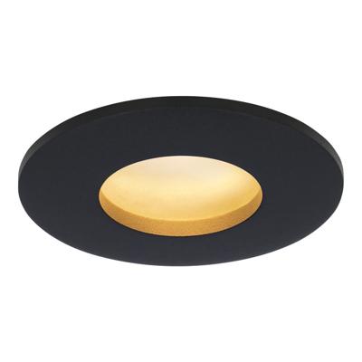 Porto - LED platte inbouwspots met lage inbouwdiepte 60mm - 6 Watt 570 Lumen - 2700K Warm wit - GU10 LED Module - Dimbaar - Rond - IP44 voor badkamer, buiten en binnen - Zwart