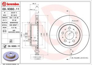 Remschijf BREMBO, Remschijftype: Binnen geventileerd, u.a. für Tesla