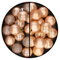 30x stuks kunststof kerstballen lichtbruin 3 en 4 cm - thumbnail