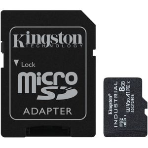 Kingston Industrial microSDHC 8GB geheugenkaart Incl. SD adapter, Klasse 10, UHS-I, U3, V30, A1