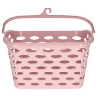 Plasticforte Wasknijpers ophang mandje aan haak - 26 x 15 x 21 cm - oud roze - kunststof - knijperszakken - thumbnail