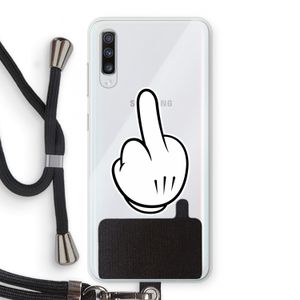 Middle finger black: Samsung Galaxy A70 Transparant Hoesje met koord