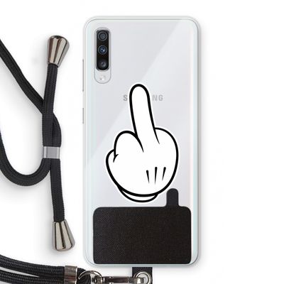 Middle finger black: Samsung Galaxy A70 Transparant Hoesje met koord